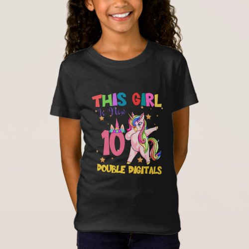 This Girl Is Now 10 double digits_10th Birthday T_Shirt