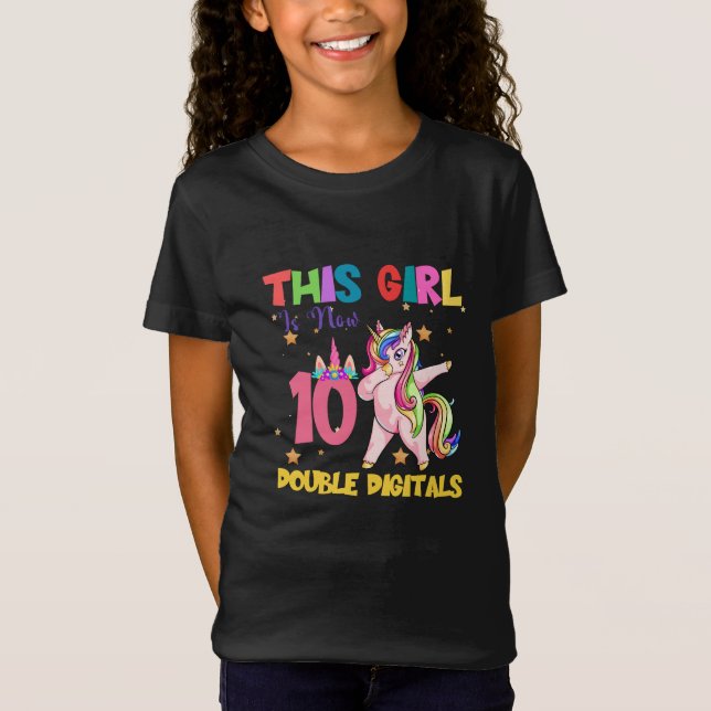 This Girl Is Now 10 double digits-10th Birthday T-Shirt (Front)