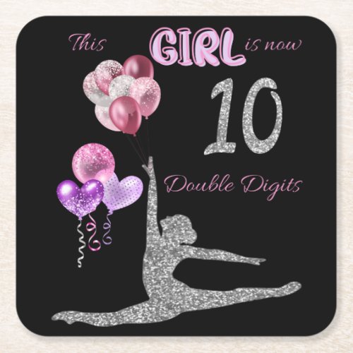 This Girl Is Now 10 Double Digits Gymnastics    Square Paper Coaster