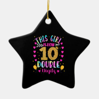 This Girl Is Now 10 Double Digits Tie Dye Ceramic Ornament
