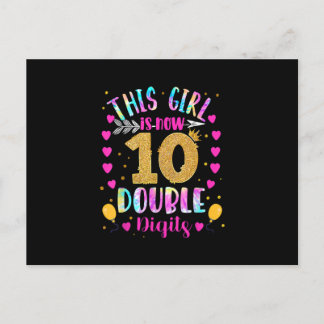 This Girl Is Now 10 Double Digits Tie Dye Postcard