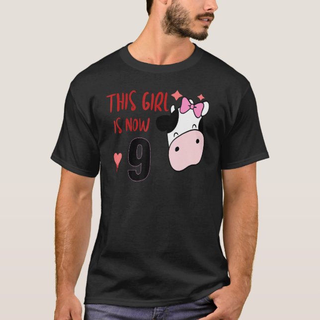 This Girl Is Now 9 Years Old Funny 10th Birthday G T-Shirt (Front)