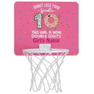 This Girl is Now Double Digits 10th Birthday Donut Mini Basketball Hoop
