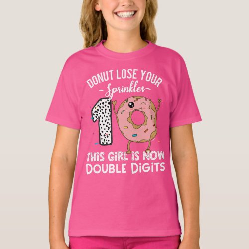 This Girl is Now Double Digits 10th Birthday Donut T_Shirt