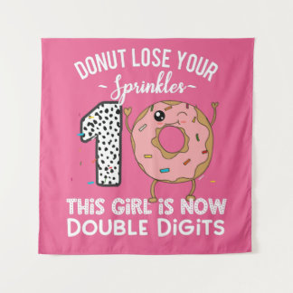 This Girl is Now Double Digits 10th Birthday Donut Tapestry
