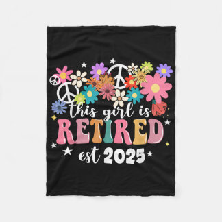 This Girl Is Retired 2025 Retro Shirt Floral Retir Fleece Blanket