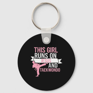 This Girl Jesus Taekwondo Woman Religion Karate Keychain