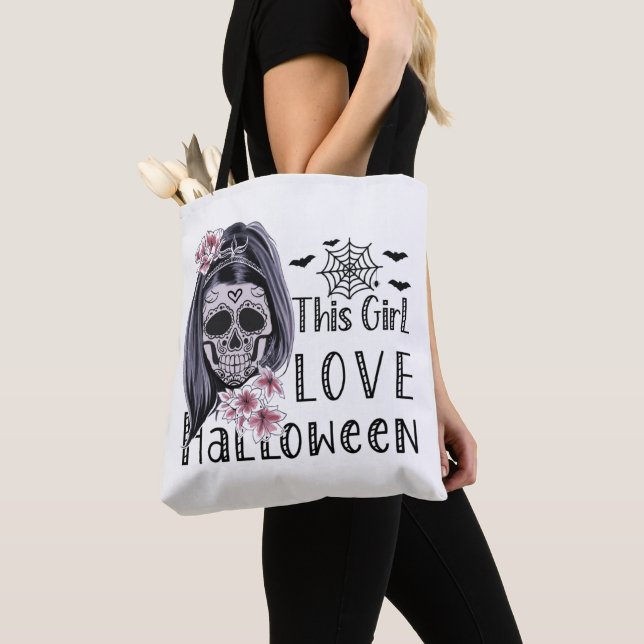 This Girl Love Halloween Tote Bag (Close Up)