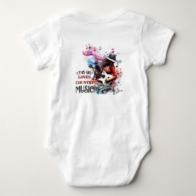 This girl loves country music baby bodysuit  (Back)