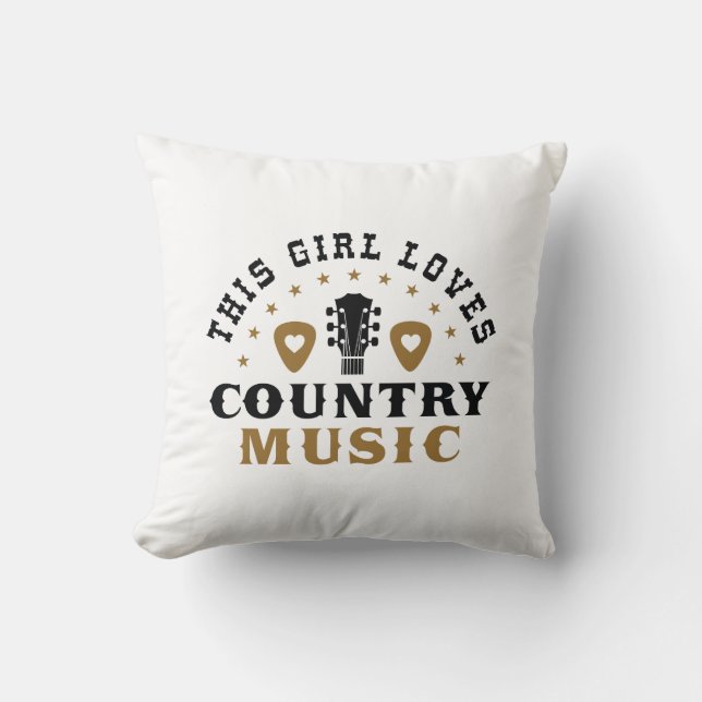 This Girl Loves Country Music Throw Pillow (Front)