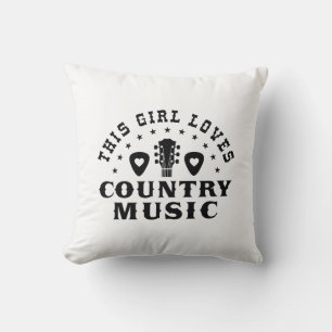 This Girl Loves Country Music Throw Pillow