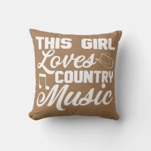This Girl Loves Country Music Western Hat Throw Pillow