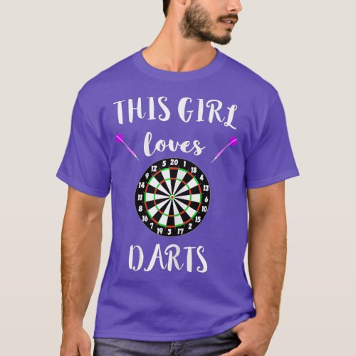 This Girl Loves Darts Bullseye Board Arrows Game T_Shirt