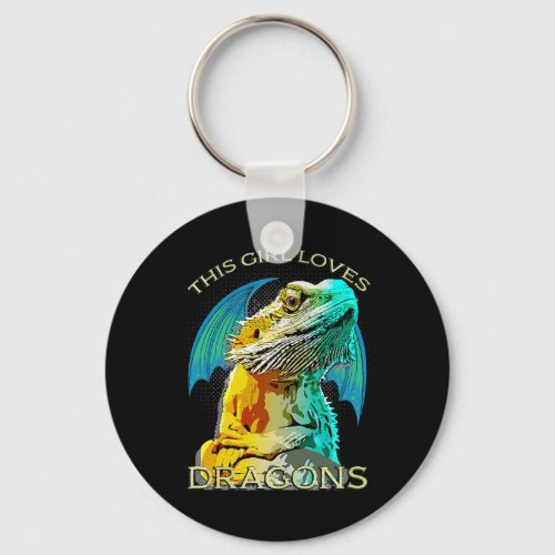 This Girl Loves Dragons Funny Pet Bearded Dragon Keychain