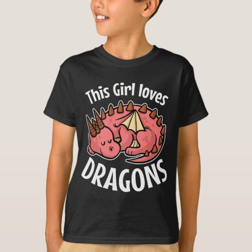 This Girl Loves Dragons Girls Dragon   Pajamas Gif T_Shirt