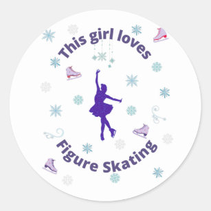 VALUE Ice Skating Cute Assorted Pink/Blue Sticker, Zazzle