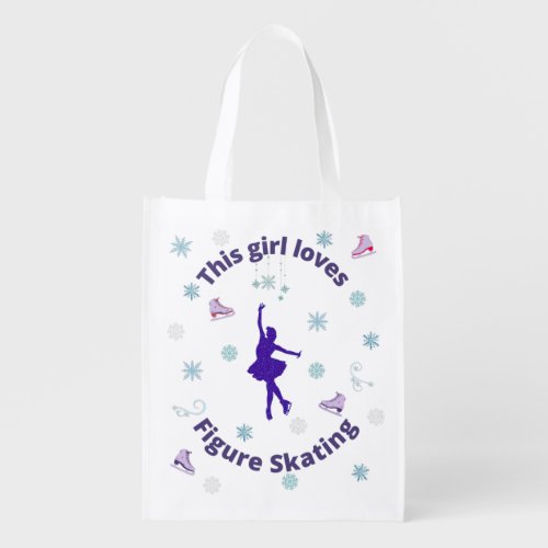 This Girl Loves Figure Skating   Grocery Bag