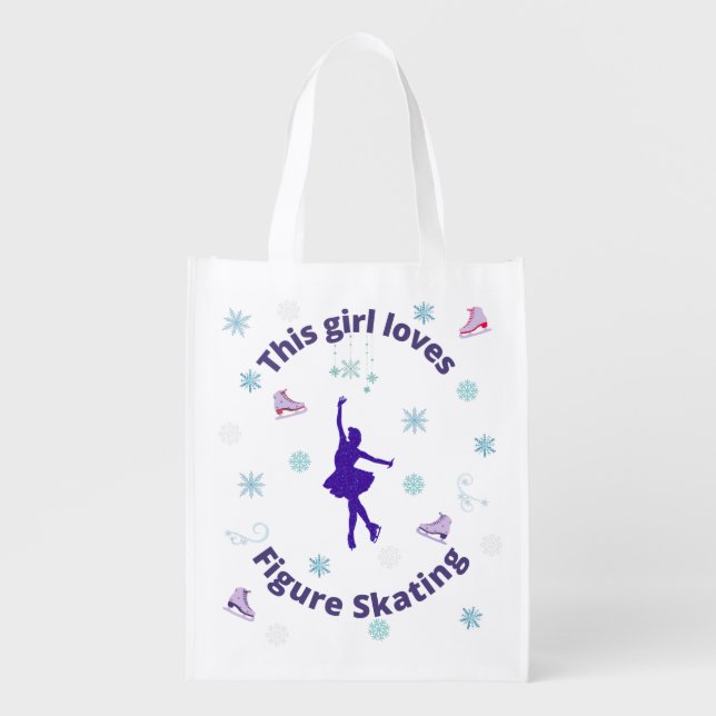 This Girl Loves Figure Skating   Grocery Bag (Front)