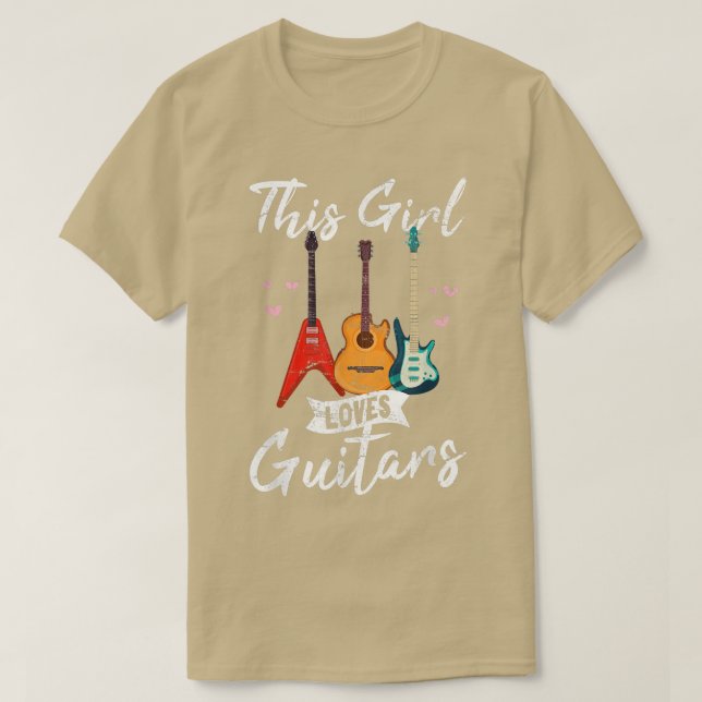 This Girl Loves Guitars Funny Guitar Player Guitar T-Shirt (Design Front)