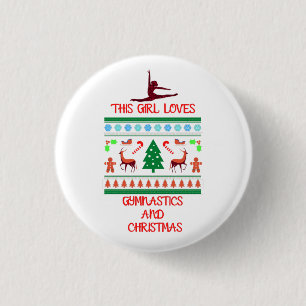 This Girl Loves Gymnastics and Christmas Button