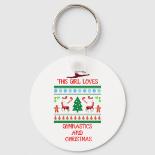 This Girl Loves Gymnastics and Christmas Keychain