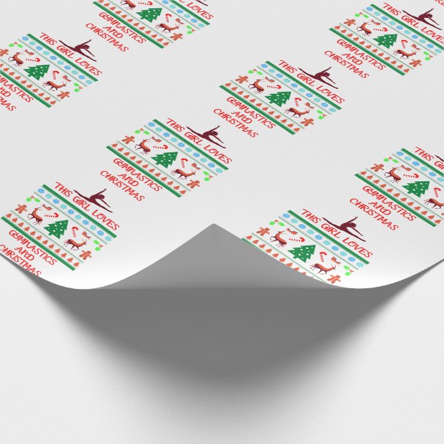 This Girl Loves Gymnastics and Christmas Wrapping Paper (Corner)