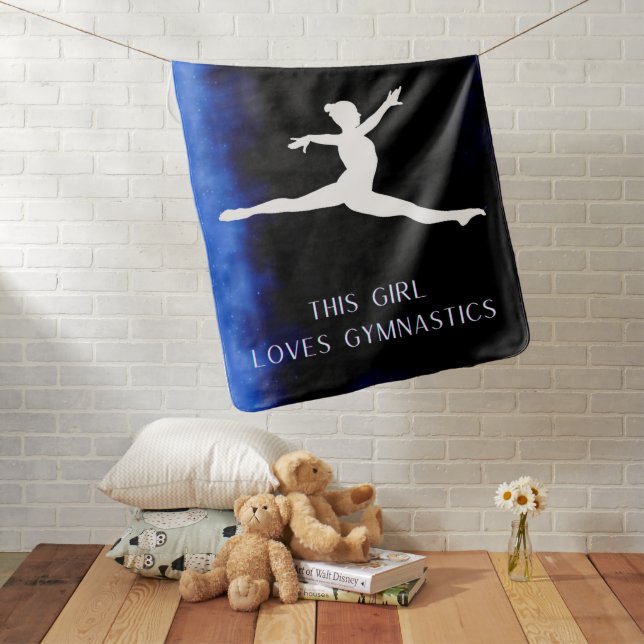 This Girl Loves Gymnastics Black, Blue, White   Baby Blanket (In Situ)