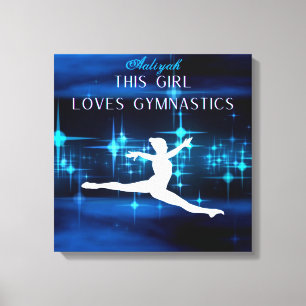 This Girl Loves Gymnastics Black, Blue, White Canvas Print