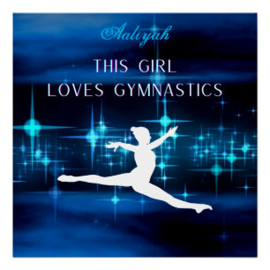This Girl Loves Gymnastics Black, Blue, White Poster