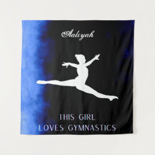 This Girl Loves Gymnastics Black, Blue, White   Tapestry