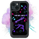 This Girl Loves Gymnastics   iPhone 13 Case<br><div class="desc">This Girl Loves Gymnastics - This design has a female gymnast silhouette covered in tiny hearts doing a back handspring step out skill! Above her is the words "This girl loves gymnastics" - "gymnastics" is in a purple neon glow effect font while the other words are in a two toned...</div>