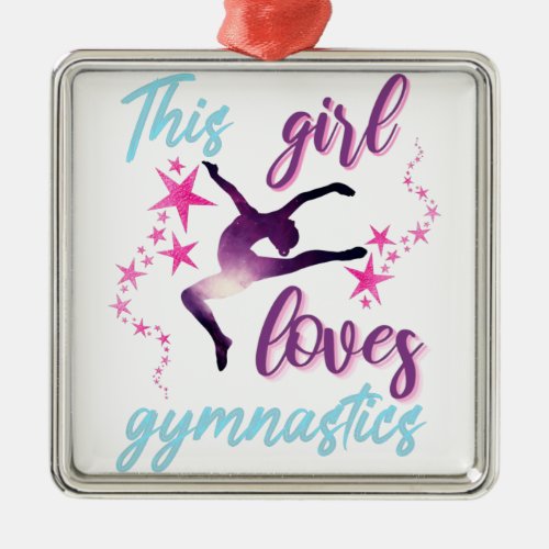 This Girl Loves Gymnastics Stars Leap Metal Ornament