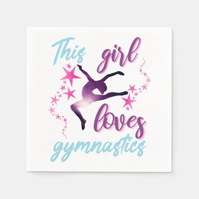 This Girl Loves Gymnastics Stars Leap Napkins (Front)