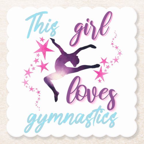 This Girl Loves Gymnastics Stars Leap Paper Coaster