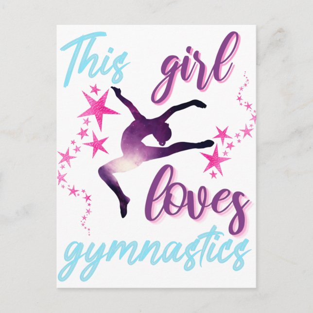 This Girl Loves Gymnastics Stars Leap Postcard (Front)
