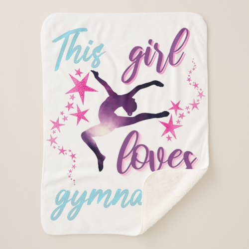 This Girl Loves Gymnastics Stars Leap Sherpa Blanket