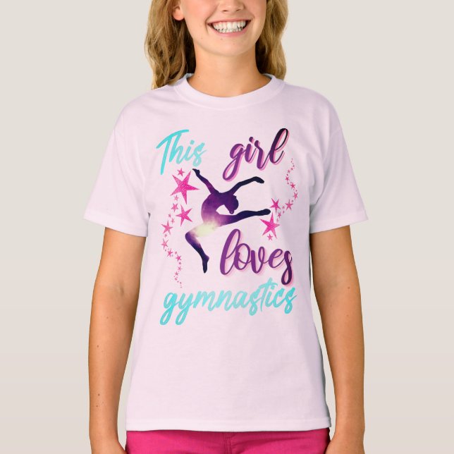 This Girl Loves Gymnastics Stars Leap   T-Shirt (Front)