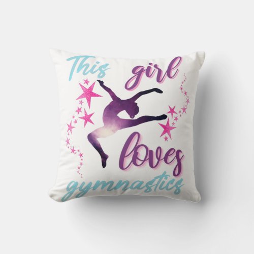 This Girl Loves Gymnastics Stars Leap Throw Pillow
