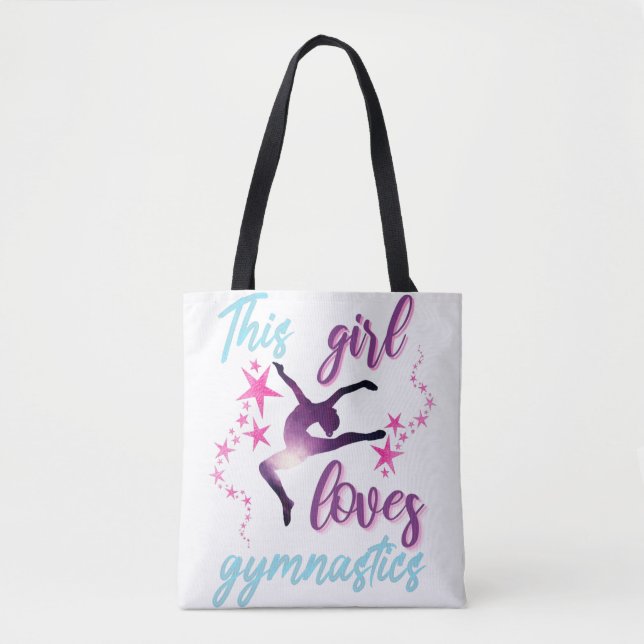This Girl Loves Gymnastics Stars Leap Tote Bag (Front)
