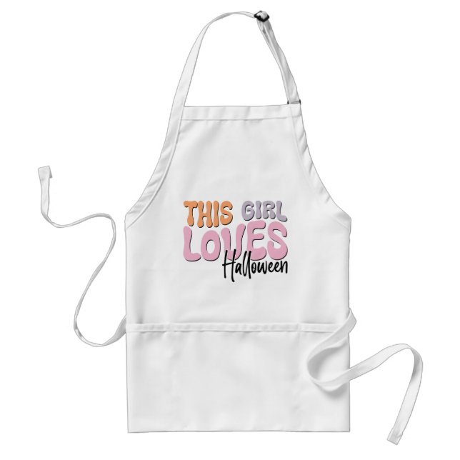 This Girl Loves Halloween Adult Apron (Front)