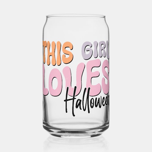 This Girl Loves Halloween Can Glass (Front)