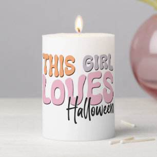 This Girl Loves Halloween Pillar Candle