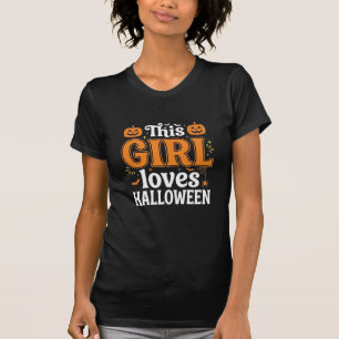 This Girl Loves Halloween Typography SVG Design_1 T-Shirt