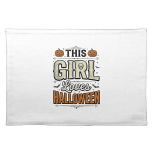 This Girl Loves Halloween Vintage Shirt Design_1 Cloth Placemat