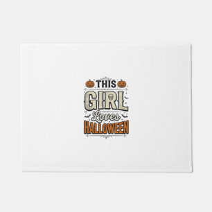 This Girl Loves Halloween Vintage Shirt Design_1 Doormat