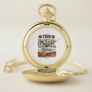 This Girl Loves Halloween Vintage Shirt Design_1 Pocket Watch