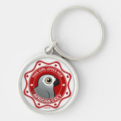 This Girl Loves Her African Grey Premium Round Keychain
