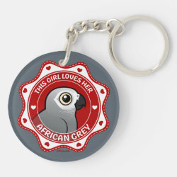 This Girl Loves Her African Grey Circle Keychain (double-sided)