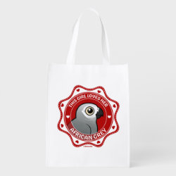 This Girl Loves Her African Grey Reusable Grocery Bag