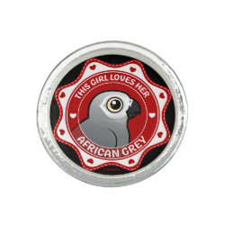This Girl Loves Her African Grey Round Ring